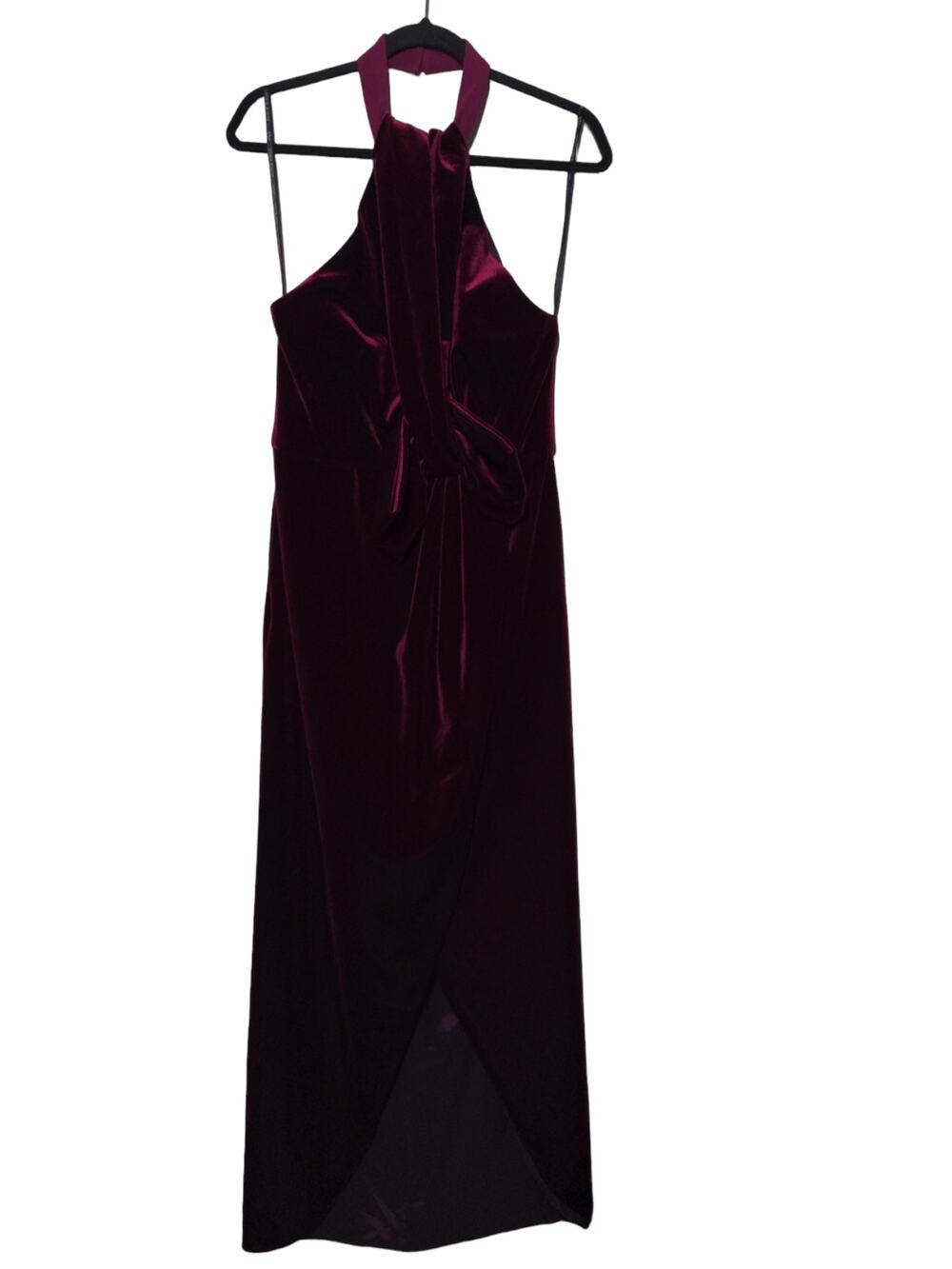 Black Halo Eve Dress Burgundy Halter Sleeveless Bow Velvet USA Gown 12